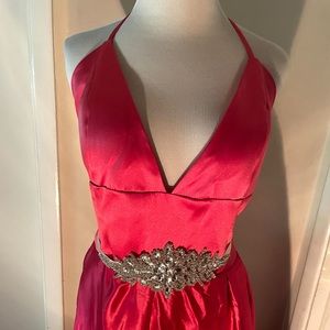 Hot pink plus size prom dress